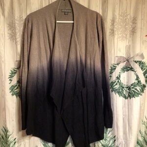 Barefoot Dreams Cozy Chic Lite Ombré waterfall Front Cardigan Back and Gray S/M